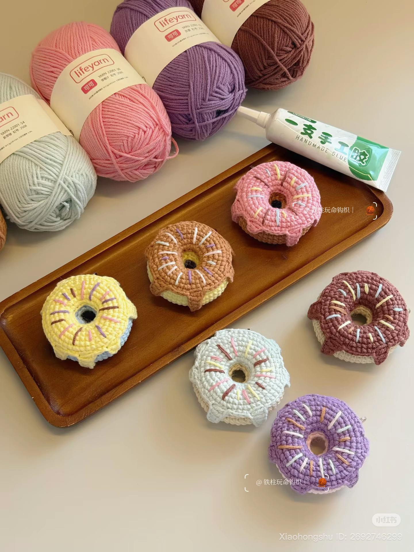 Cute Pastel Crochet Donut Keychains with Full Pattern Chart