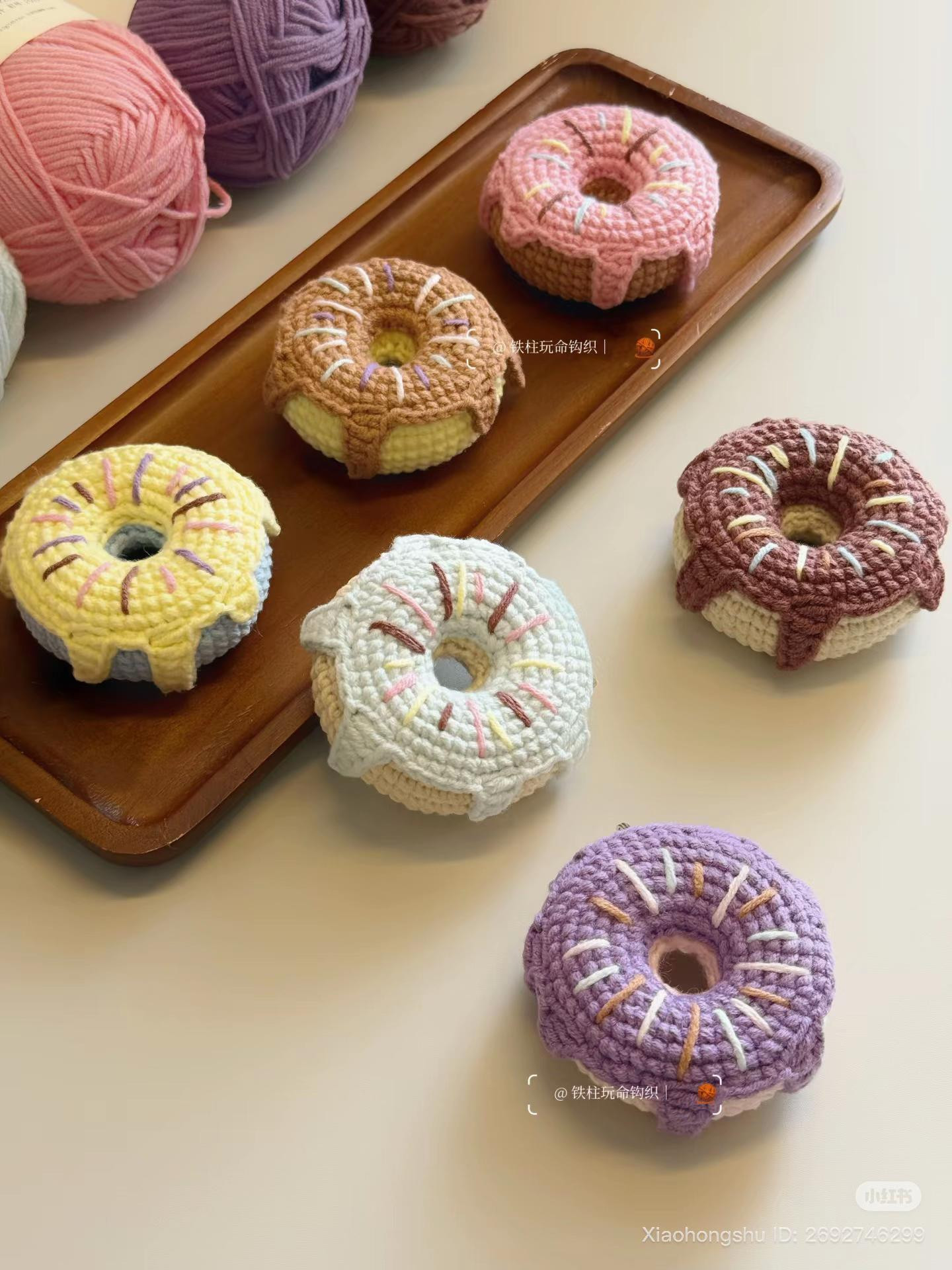 Cute Pastel Crochet Donut Keychains with Full Pattern Chart