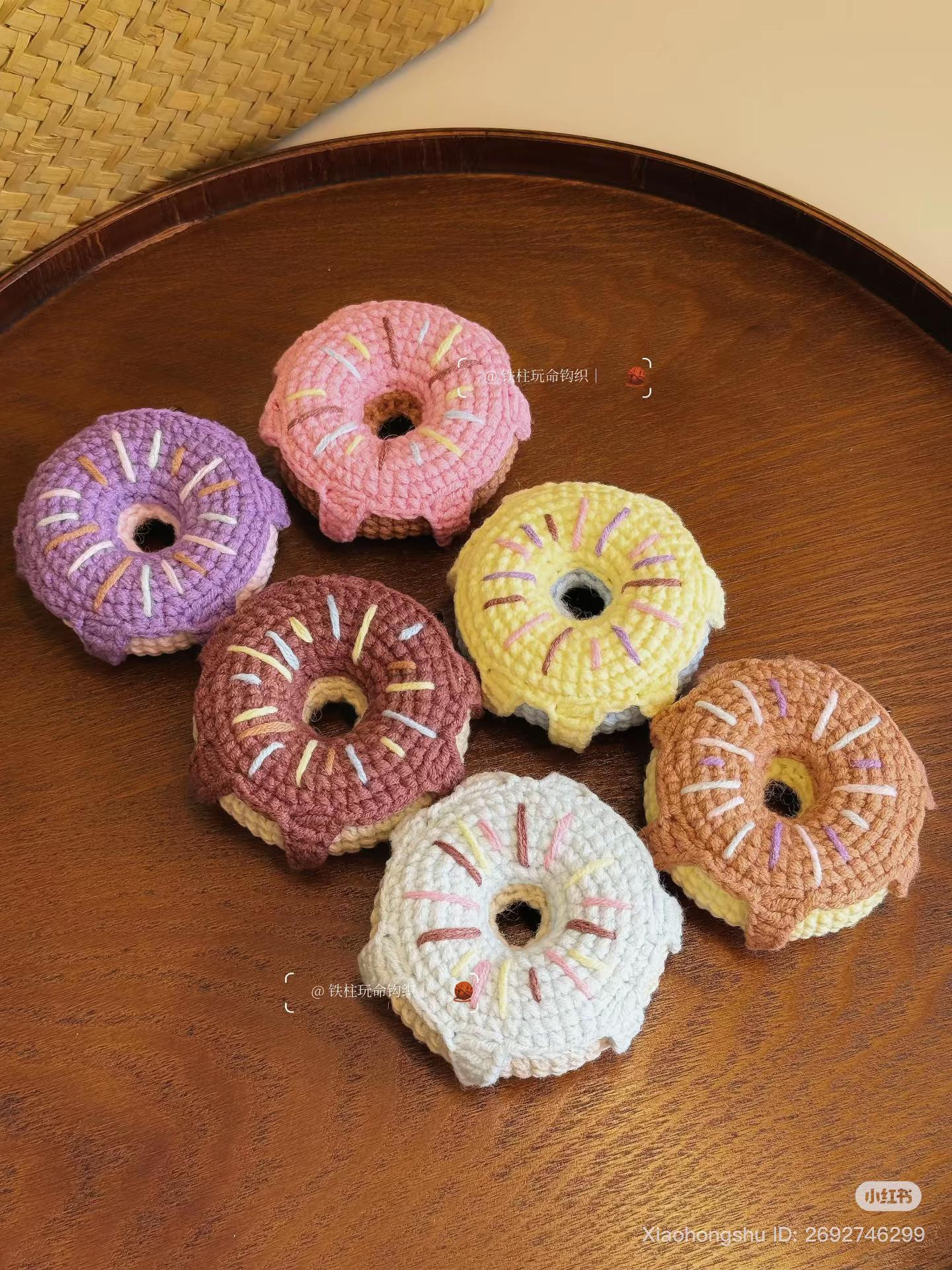 Cute Pastel Crochet Donut Keychains with Full Pattern Chart
