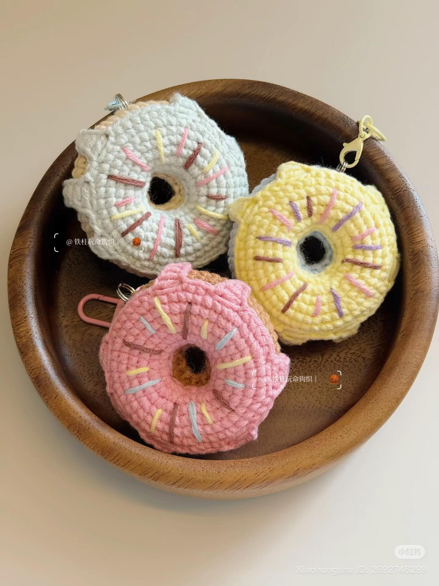 Cute Pastel Crochet Donut Keychains with Full Pattern Chart