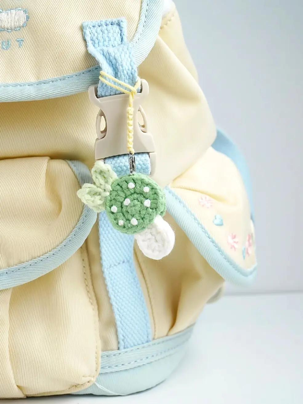 Cute Pastel Crochet Mushroom Bag Charms with Bunny Ears - Macaron Colors DIY Keychain Pattern
