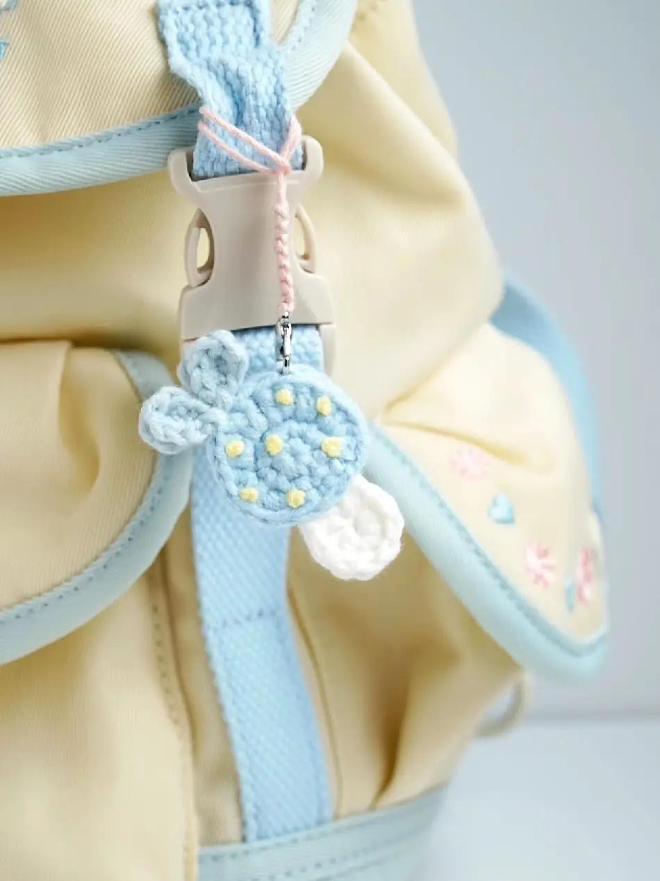 Cute Pastel Crochet Mushroom Bag Charms with Bunny Ears - Macaron Colors DIY Keychain Pattern