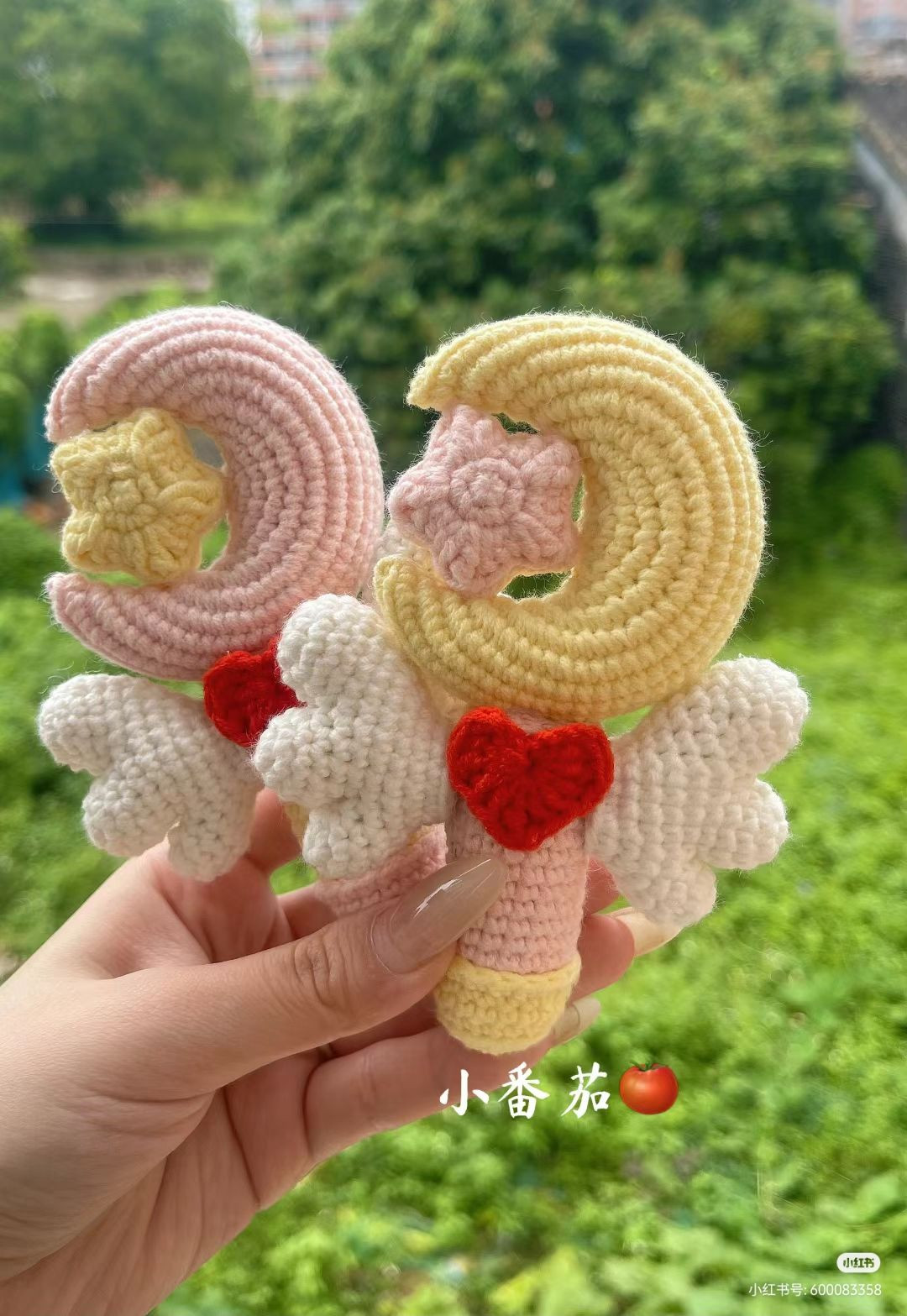 Cute Pastel Moon Star Angel Wand Crochet Chart Pattern