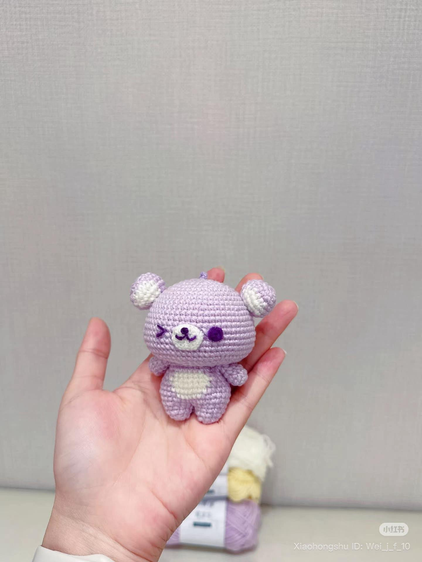 Cute Pastel Purple and Yellow Amigurumi Bears with Handwritten Crochet Pattern Chart