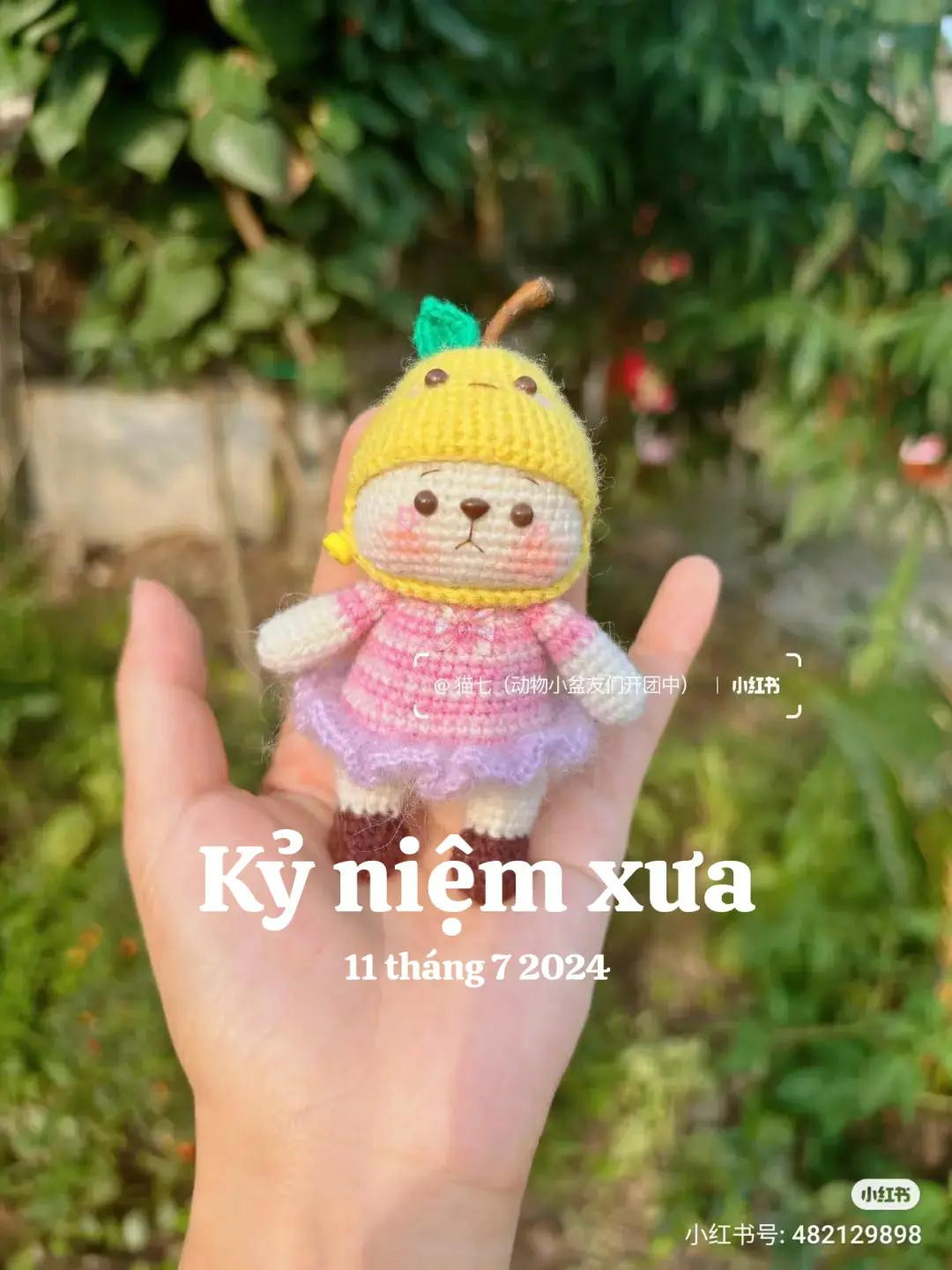 Cute Pear Rabbit Crochet Pattern with Pink Dress