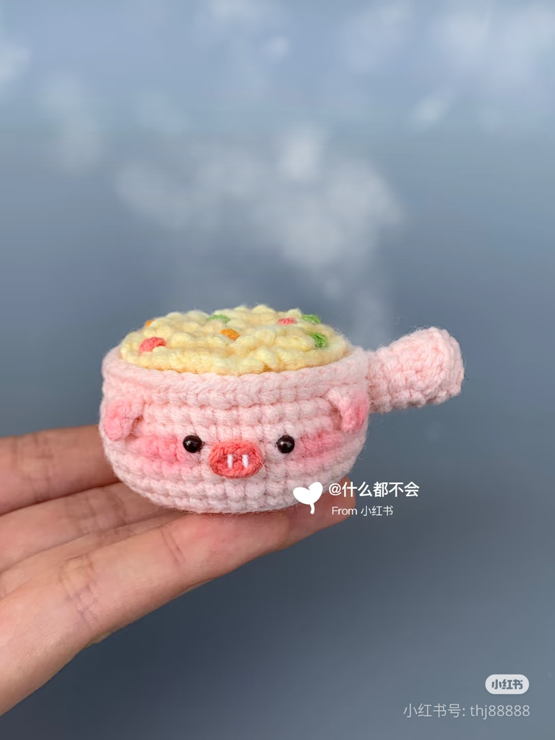 Cute Pig Fried Rice Bowl Crochet Pattern Chart