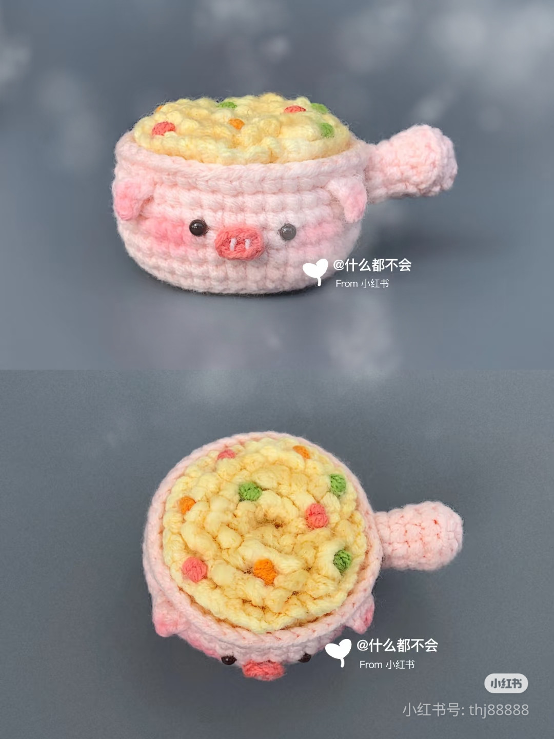 Cute Pig Fried Rice Bowl Crochet Pattern Chart