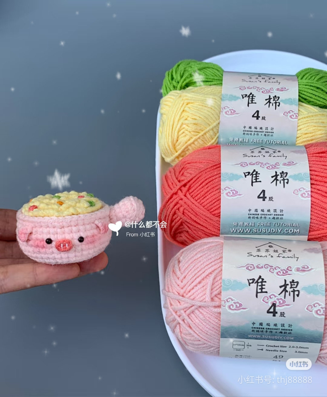 Cute Pig Fried Rice Bowl Crochet Pattern Chart