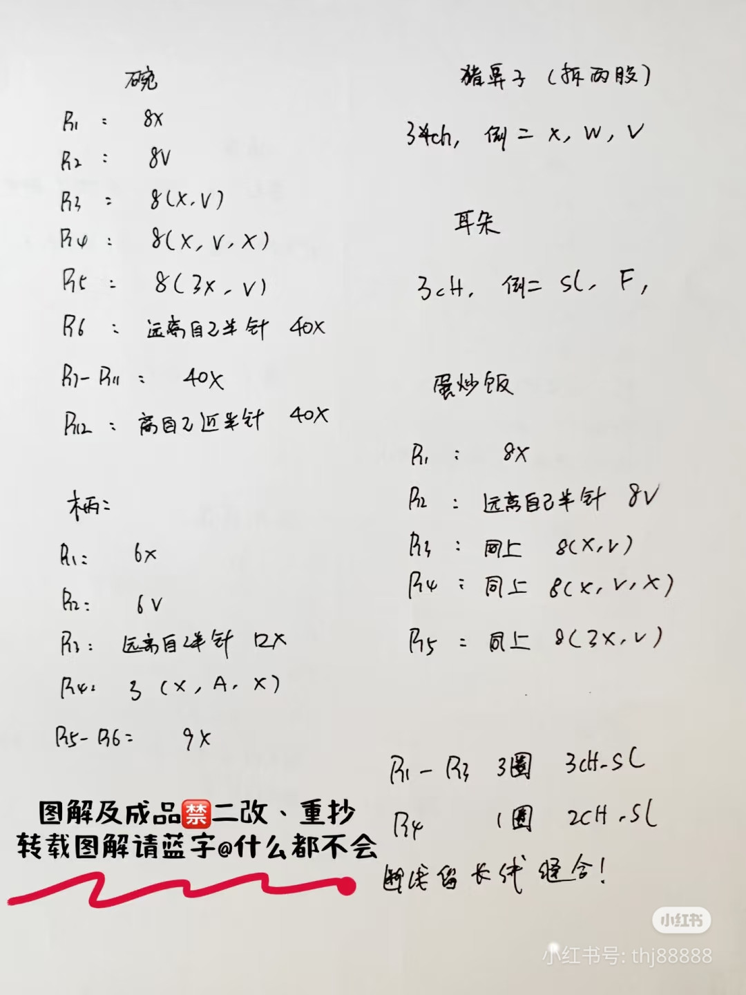 Cute Pig Fried Rice Bowl Crochet Pattern Chart