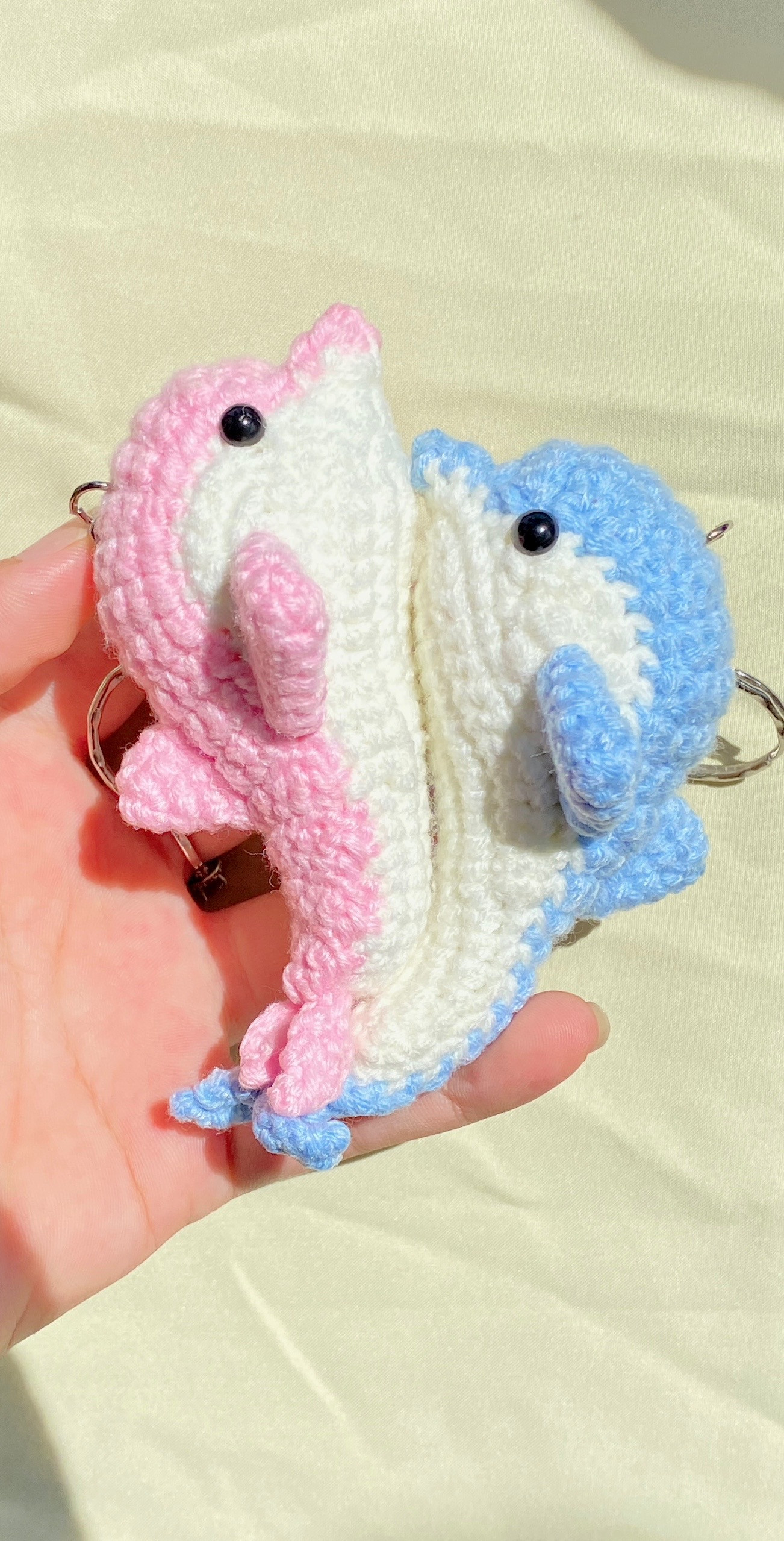 Cute Pink and Blue Dolphin Amigurumi Keychain Pattern