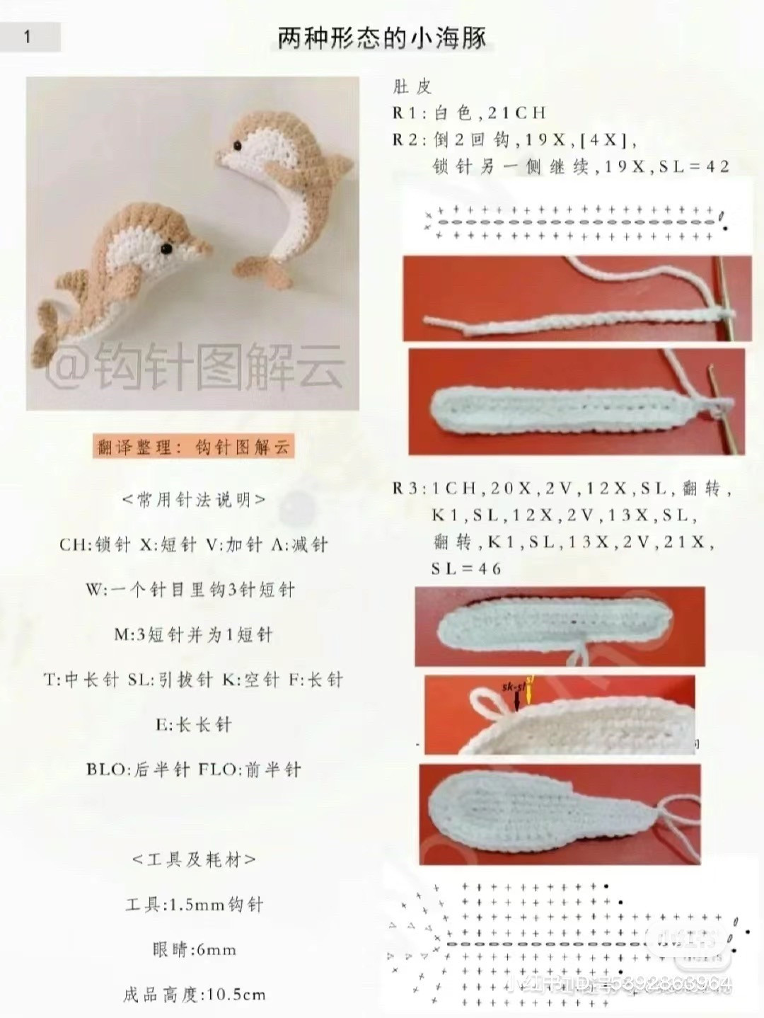 Cute Pink and Blue Dolphin Amigurumi Keychain Pattern