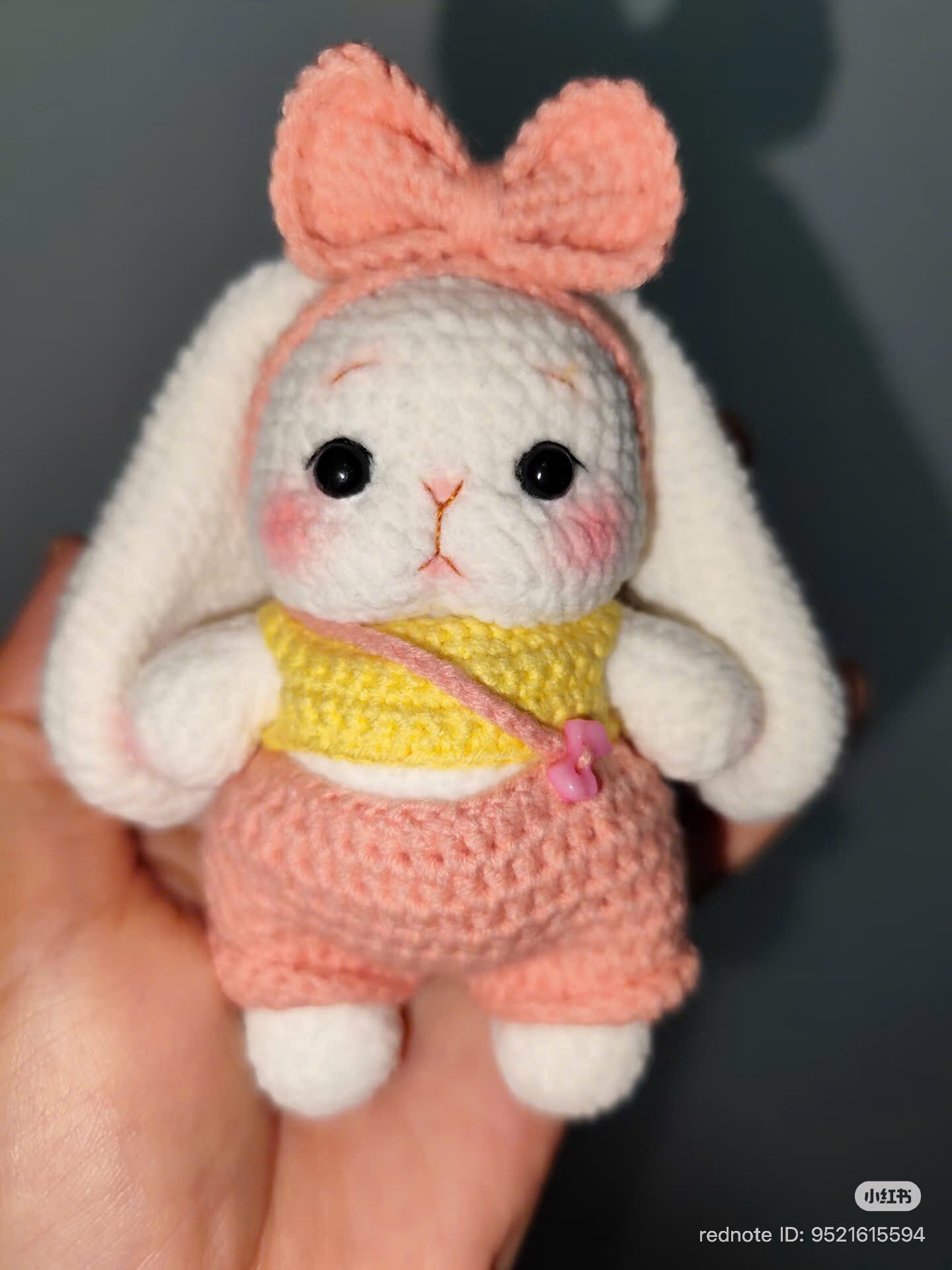 Cute Pink Bow Rabbit Amigurumi Crochet Pattern Chart
