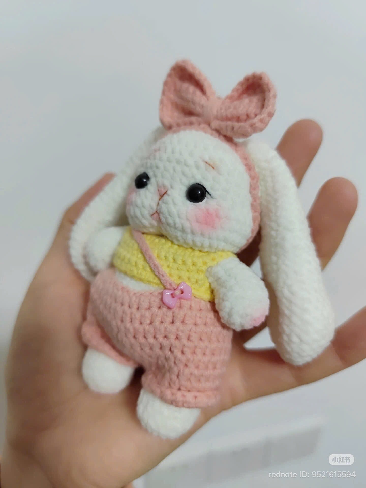 Cute Pink Bow Rabbit Amigurumi Crochet Pattern Chart