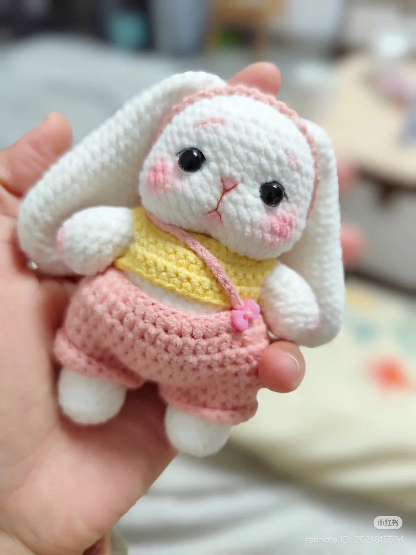 Cute Pink Bow Rabbit Amigurumi Crochet Pattern Chart