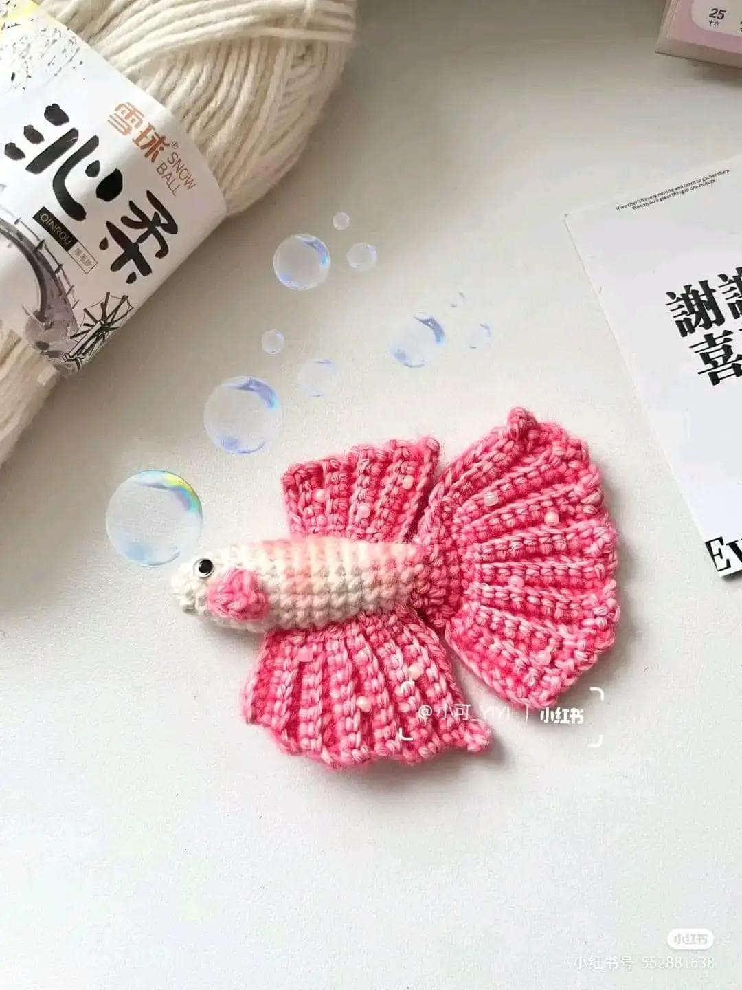 Cute Pink Crochet Betta Fish Pattern Tutorial with Step-by-Step Instructions