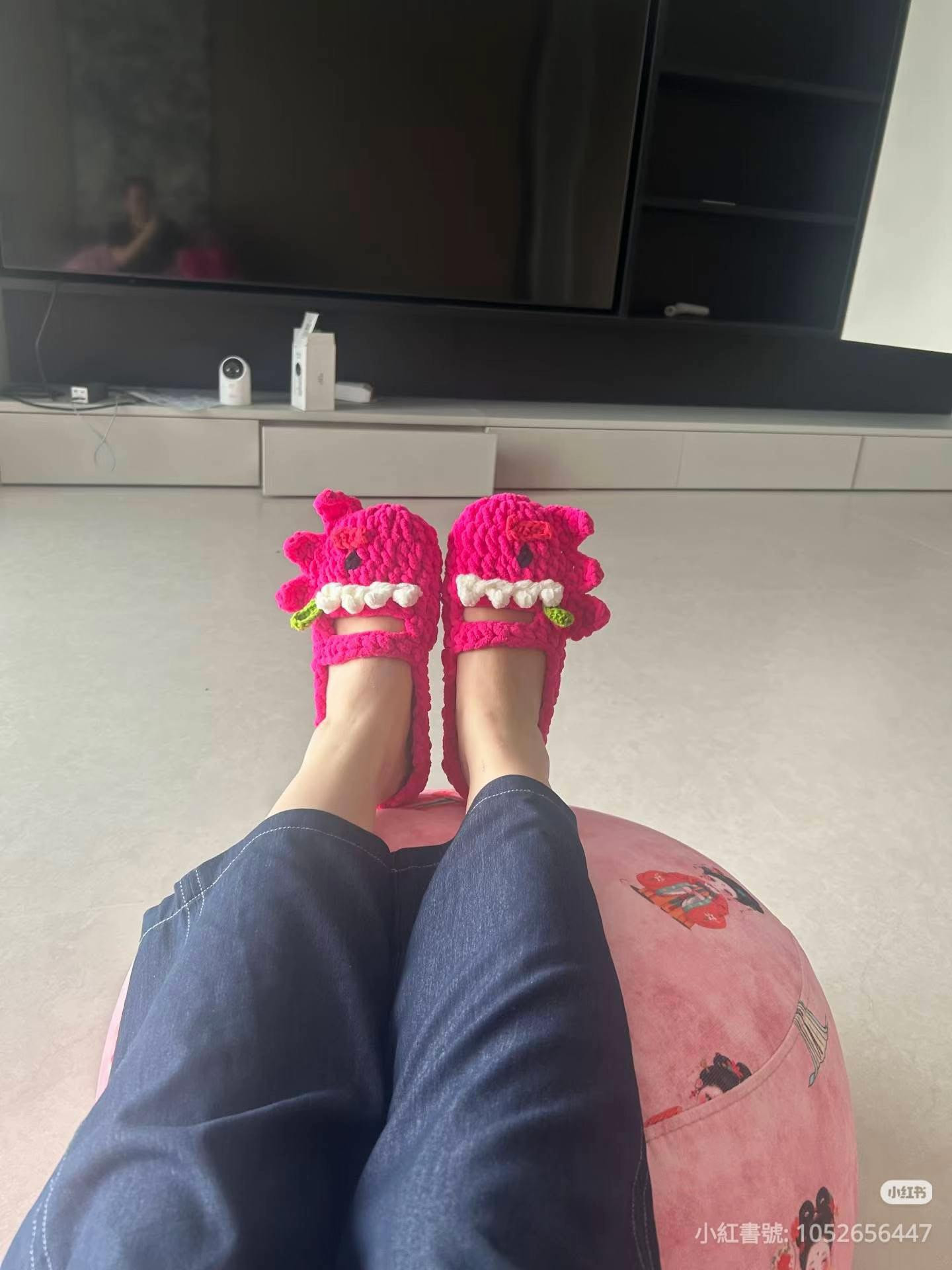 Cute Pink Dragon Crochet Slippers Pattern