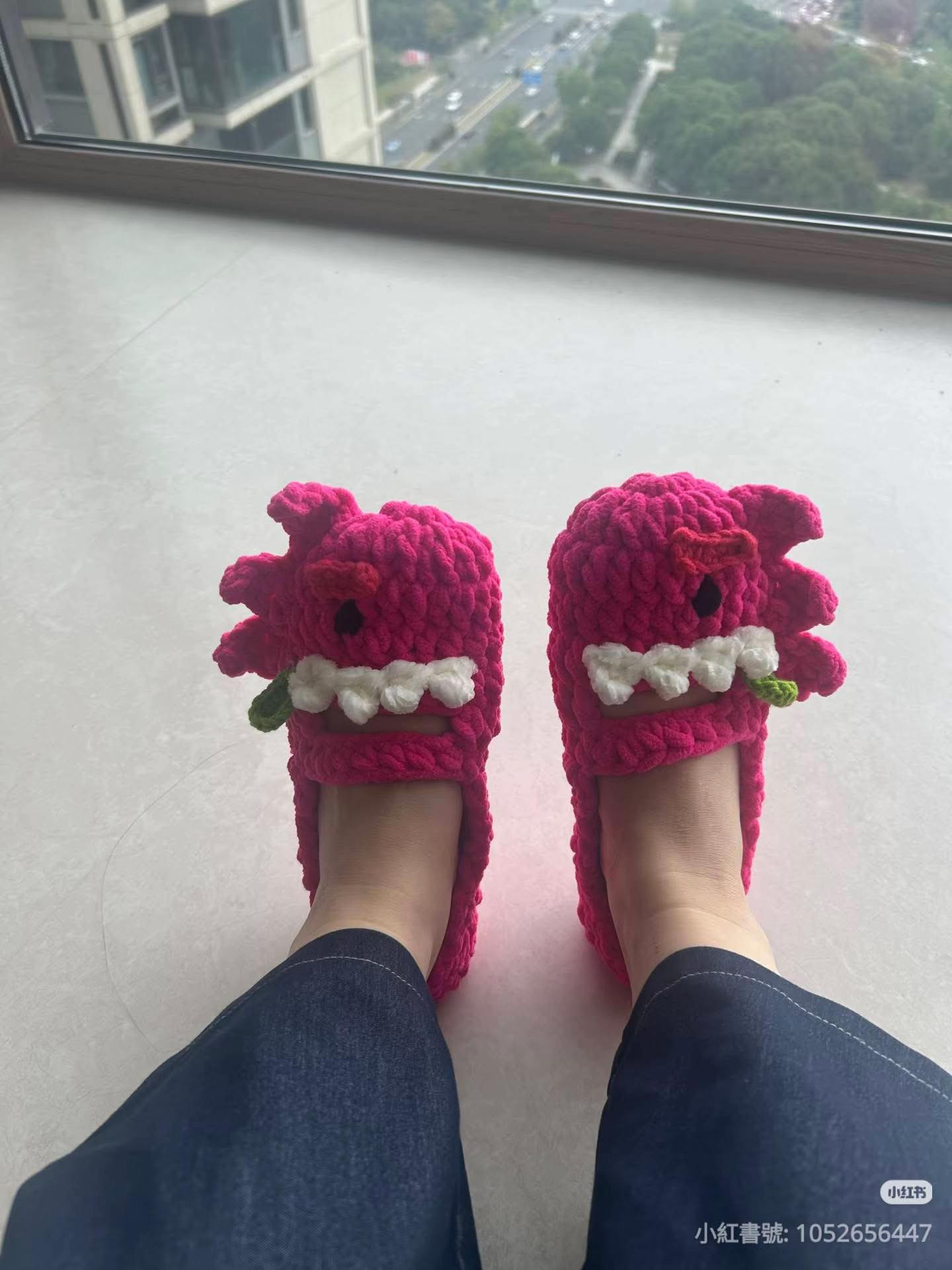 Cute Pink Dragon Crochet Slippers Pattern