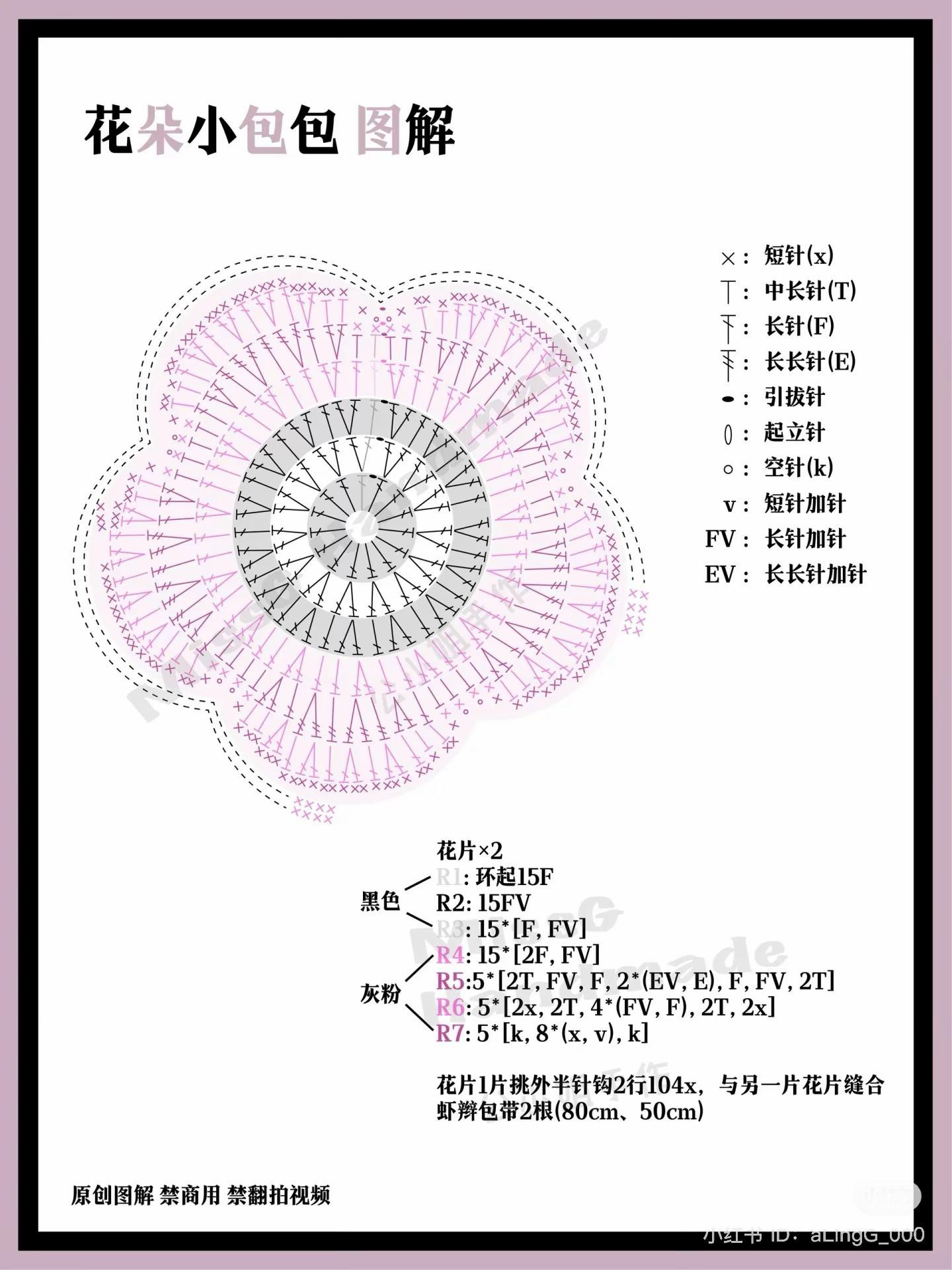 Cute Pink Flower Crochet Bag Pattern with Chart and Tutorial