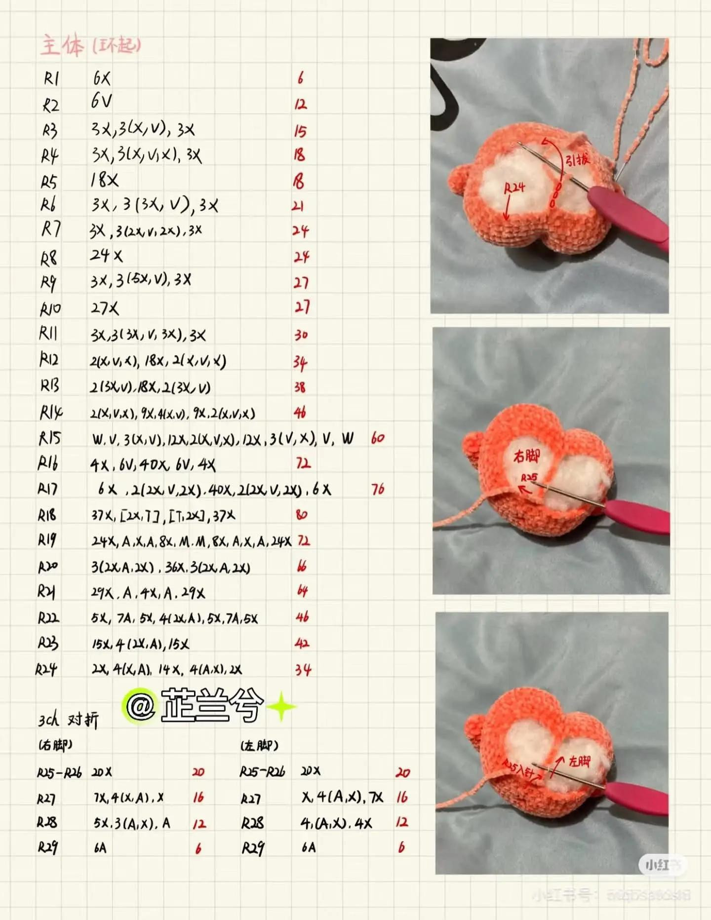 Cute Pink Patrick Star Crochet Amigurumi Doll Pattern Chart
