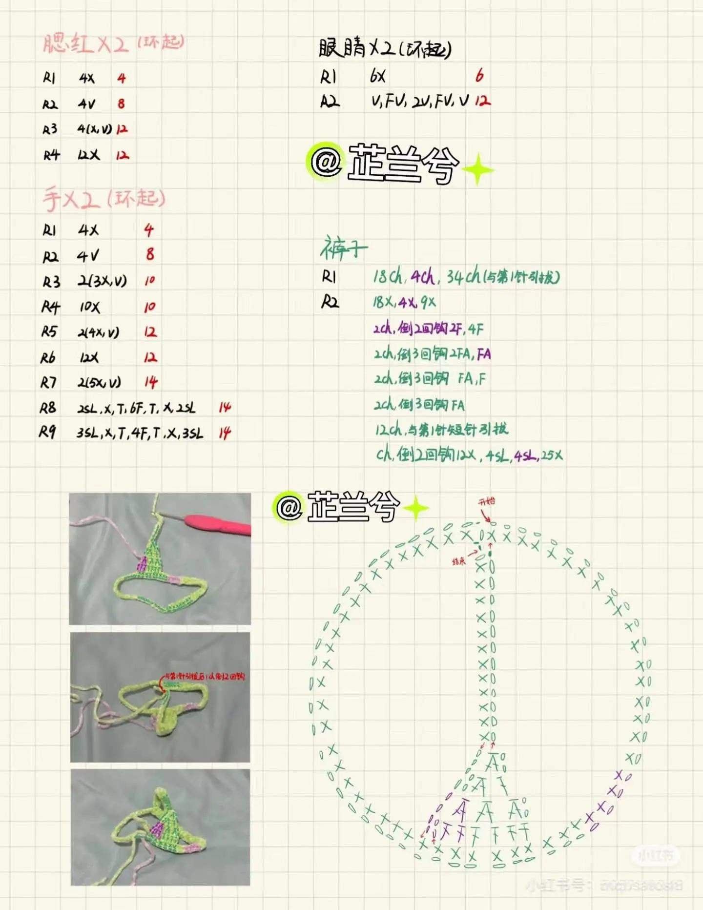 Cute Pink Patrick Star Crochet Amigurumi Doll Pattern Chart