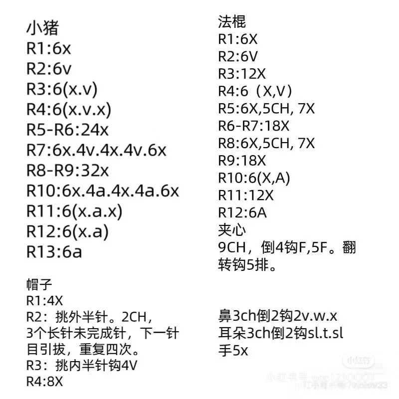 Cute Pink Pig Amigurumi Crochet Pattern Chart