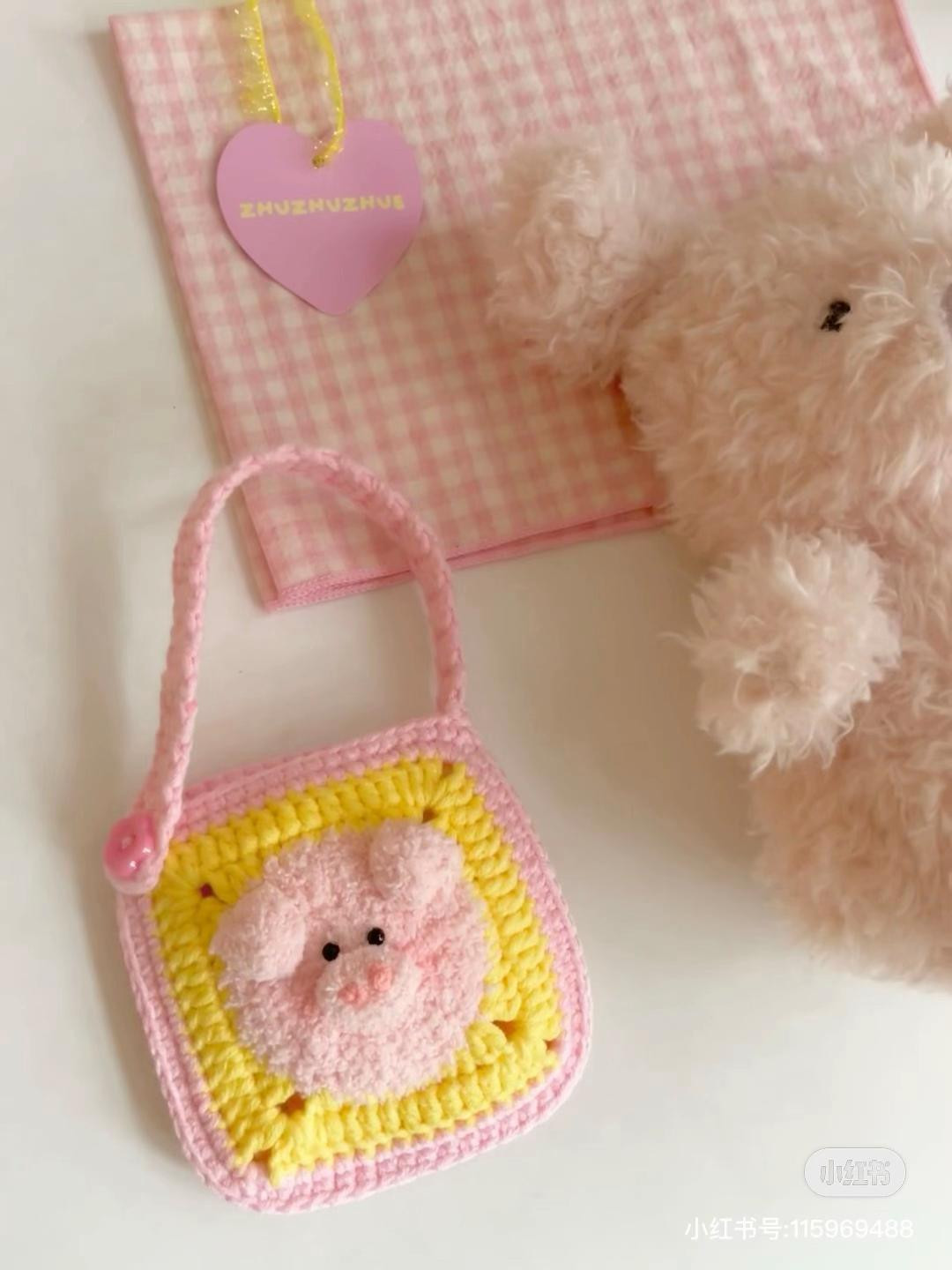 Cute Pink Pig Crochet Bag Pattern Chart Tutorial