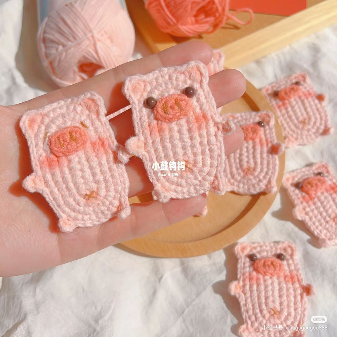 Cute Pink Pig Crochet Hair Clip Chart