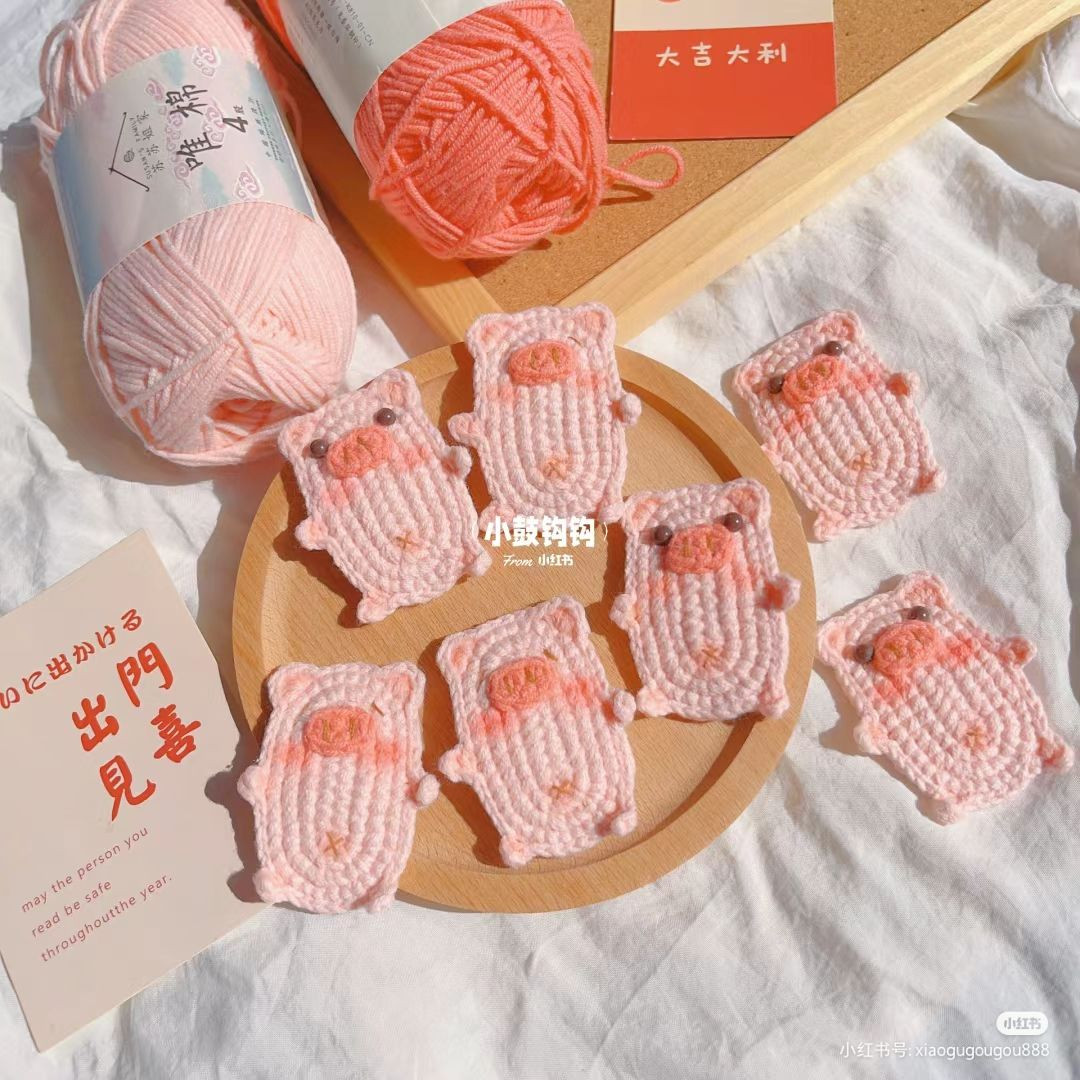 Cute Pink Pig Crochet Hair Clip Chart