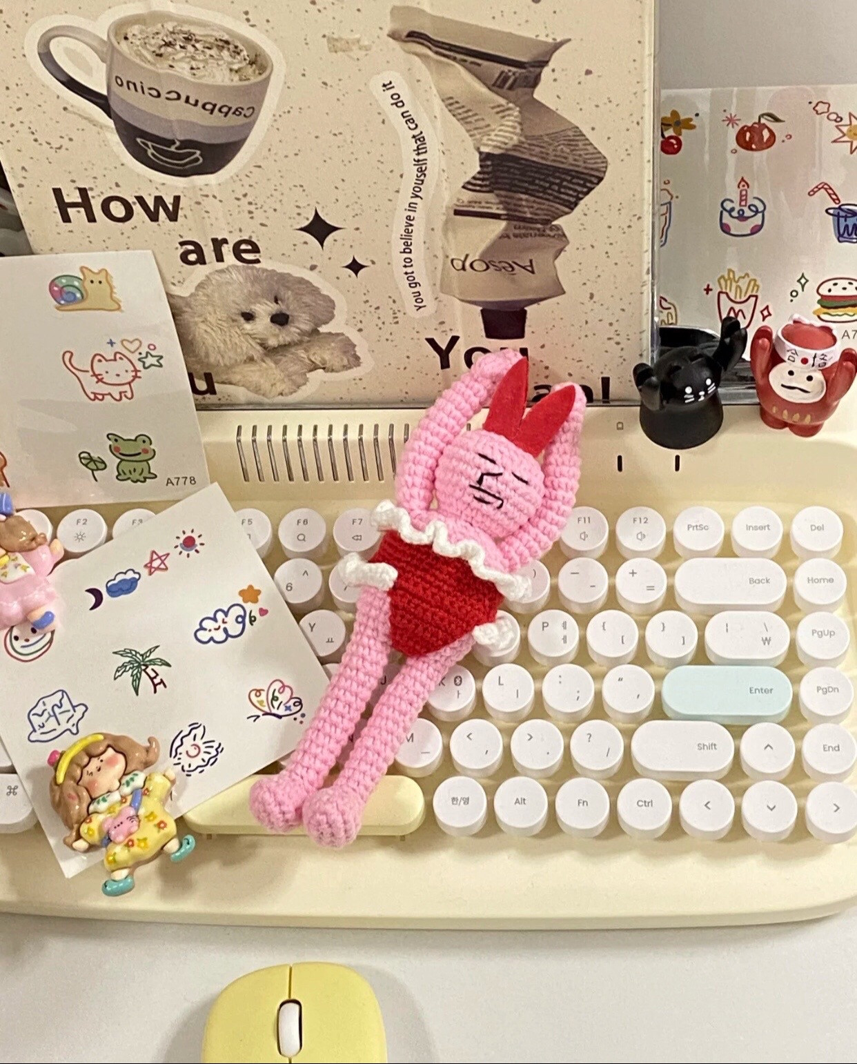 Cute Pink Rabbit Amigurumi Crochet Pattern with Red Dress Tutorial