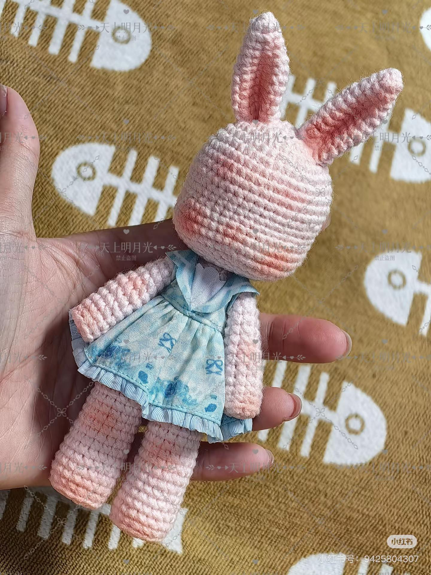 Cute Pink Rabbit Amigurumi Doll Crochet Pattern Chart