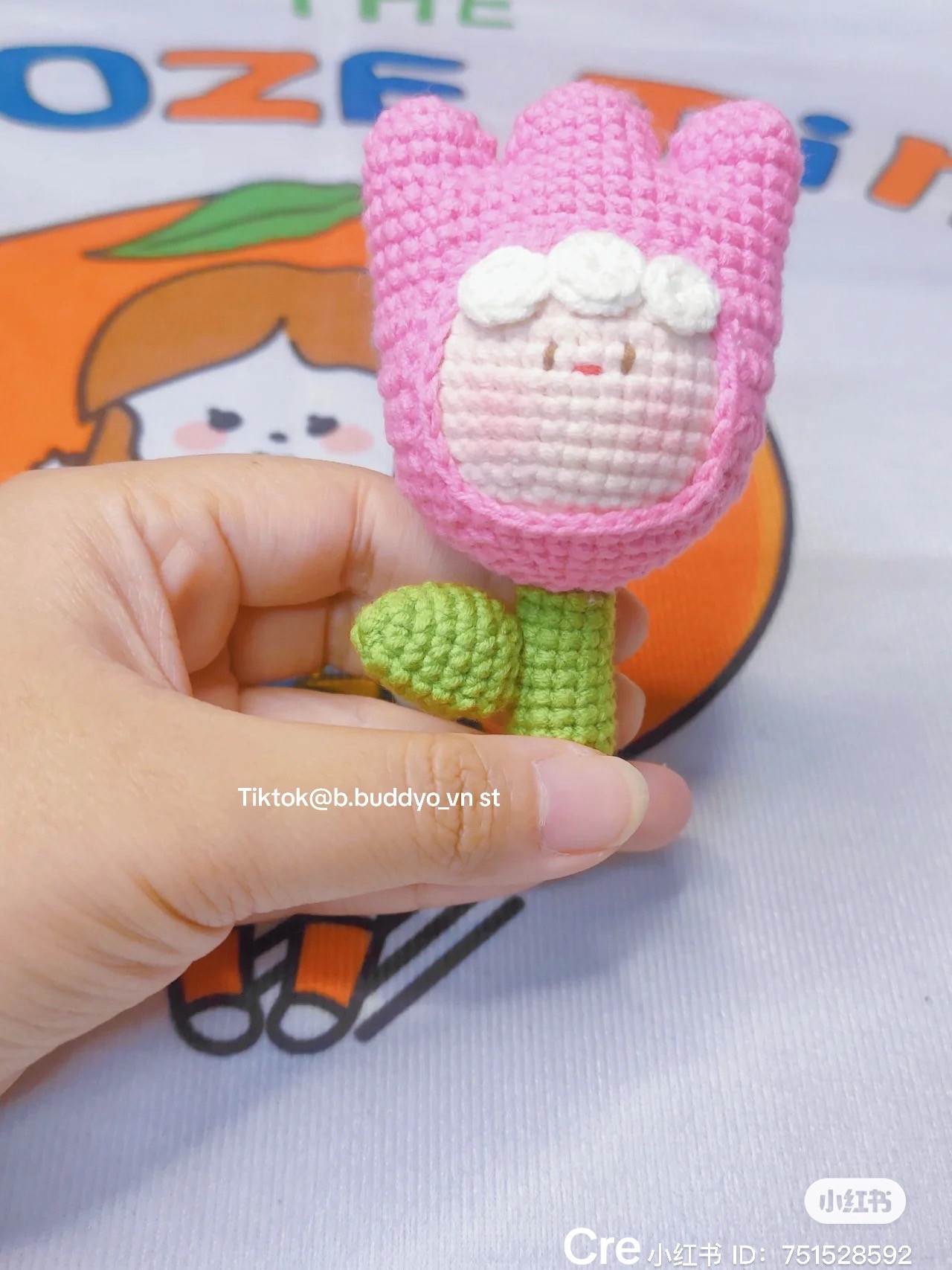 Cute Pink Tulip Flower Amigurumi Doll Pattern