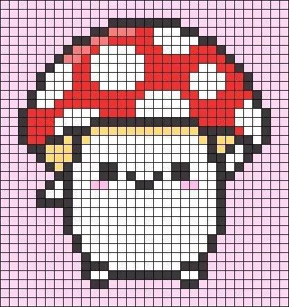 Cute Pixel Art Crochet Patterns: Mushroom, Butterfly, Planet, Flowers, and Bunny Tapestry Charts