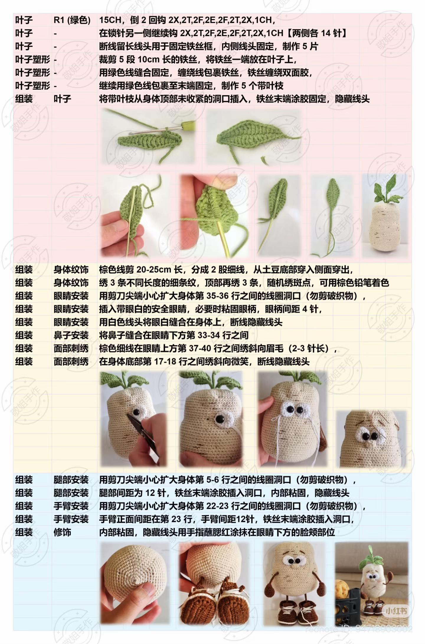 Cute Potato Amigurumi Crochet Pattern Chart