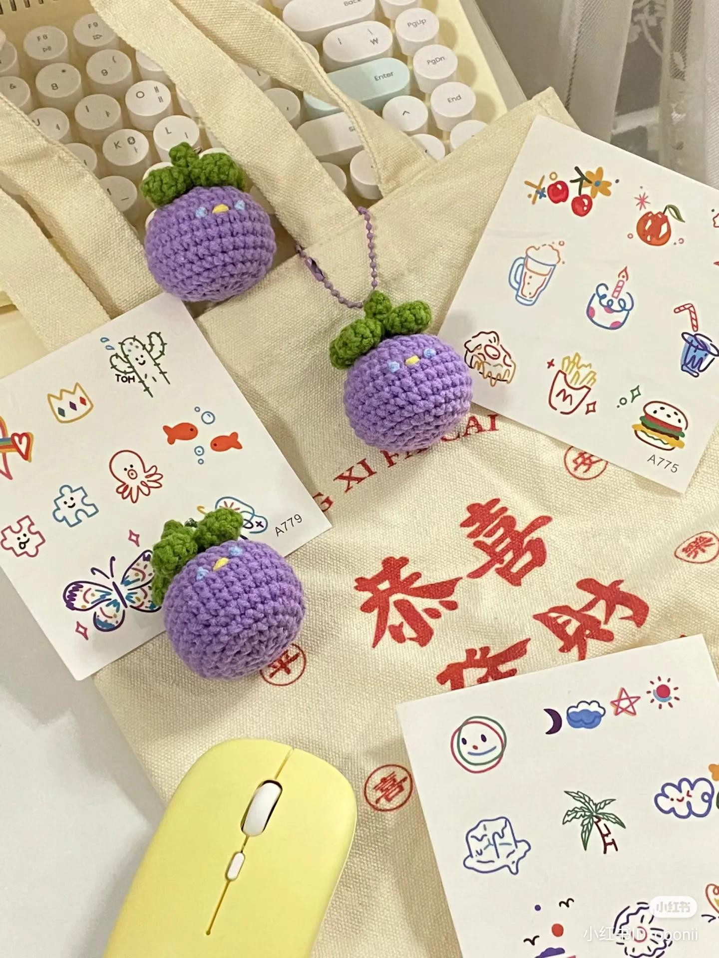 Cute Purple Crochet Eggplant Amigurumi with Chart Pattern