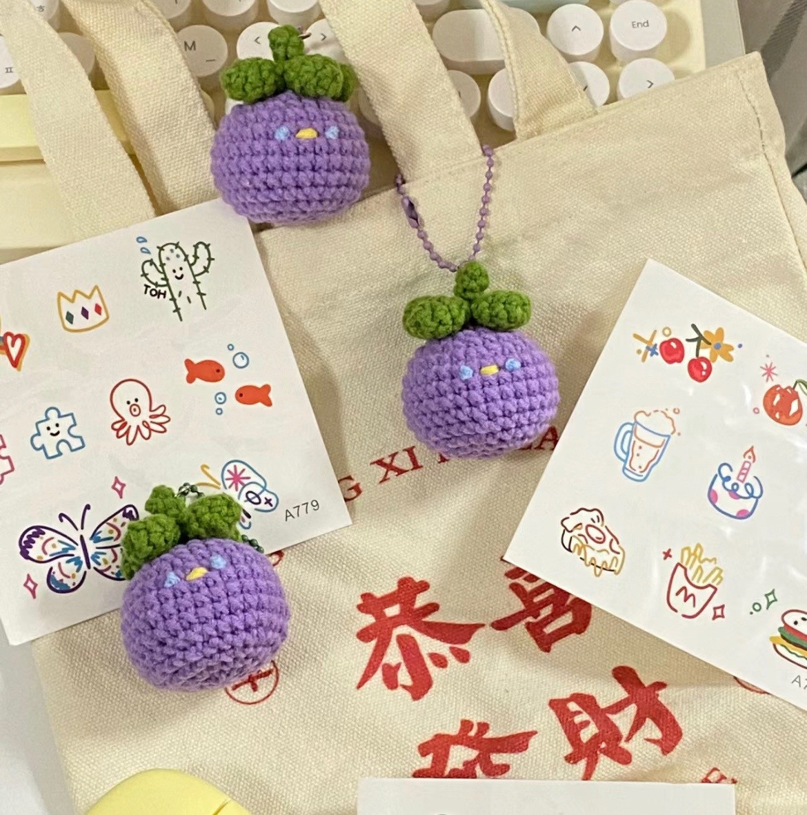 Cute Purple Eggplant Crochet Amigurumi Chart Pattern