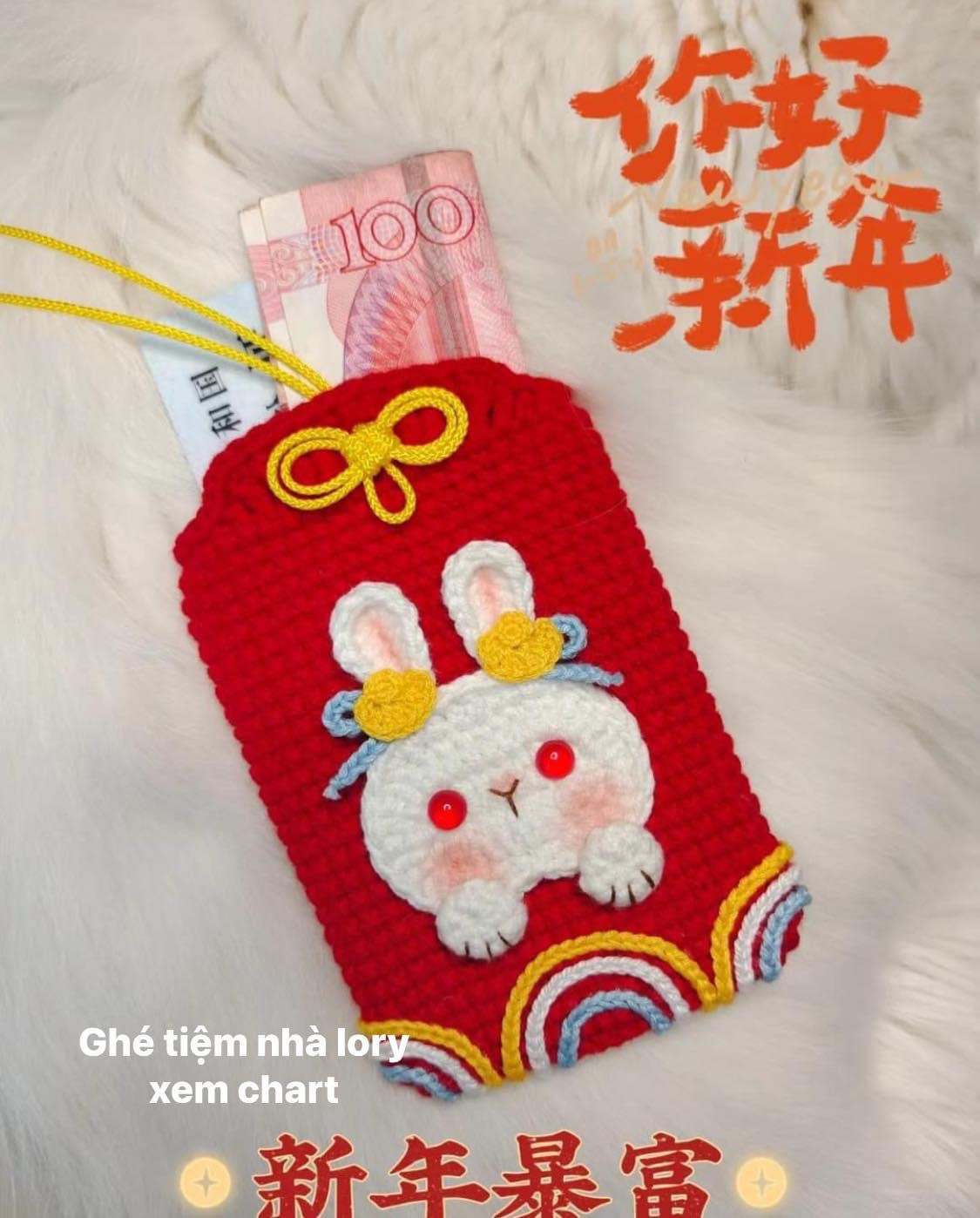 Cute Rabbit Amigurumi Lucky Bag Crochet Pattern Chart