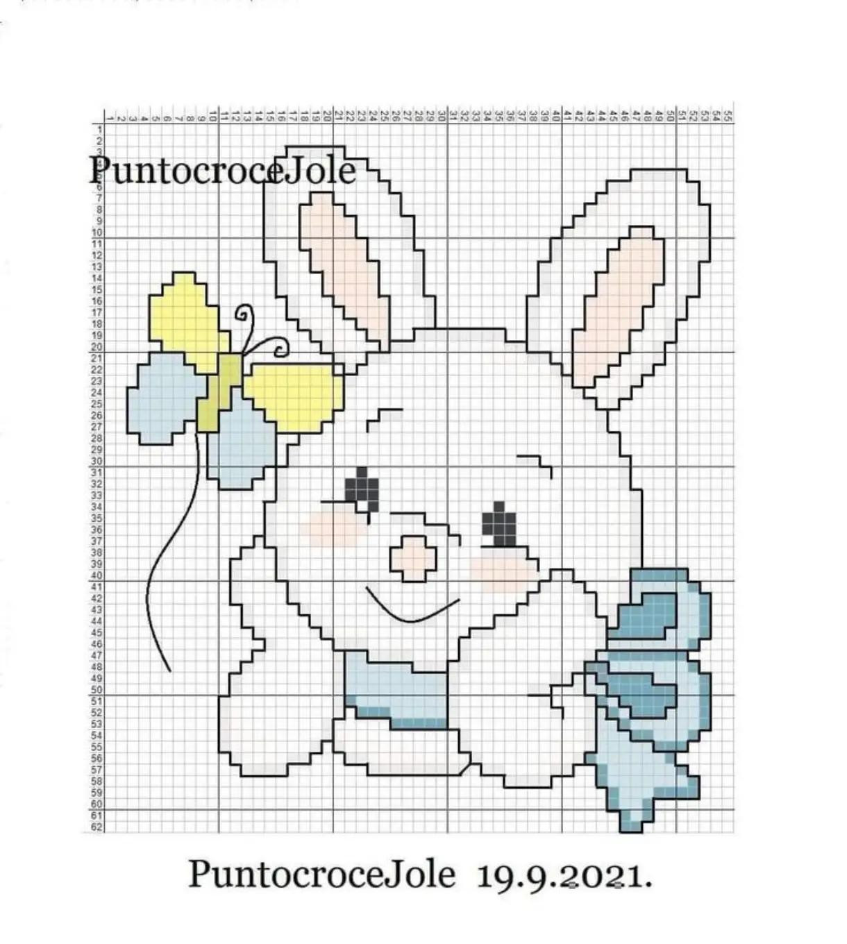 Cute Rabbit and Bear Pixel Chart Patterns for Cross Stitch or Perler Beads