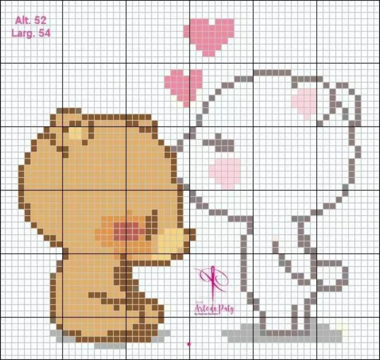 Cute Rabbit and Bear Pixel Chart Patterns for Cross Stitch or Perler Beads