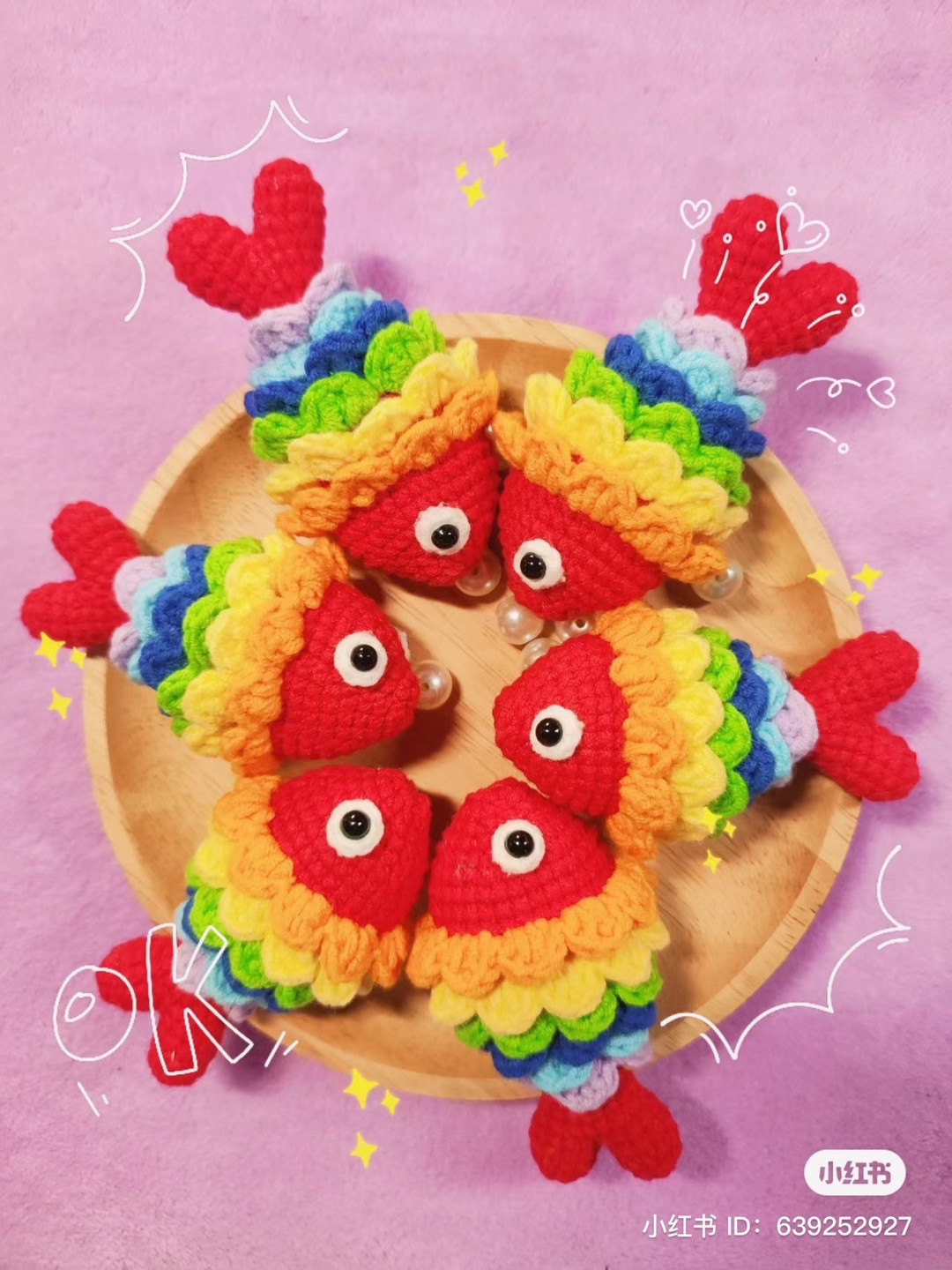 Cute Rainbow Crochet Goldfish Amigurumi Keychain Pattern