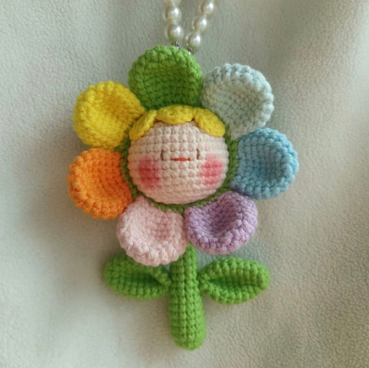 Cute Rainbow Flower Doll Crochet Pattern with Chinese Chart