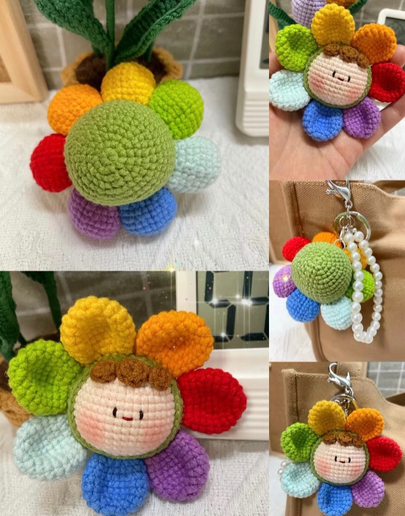 Cute Rainbow Flower Doll Crochet Pattern with Chinese Chart