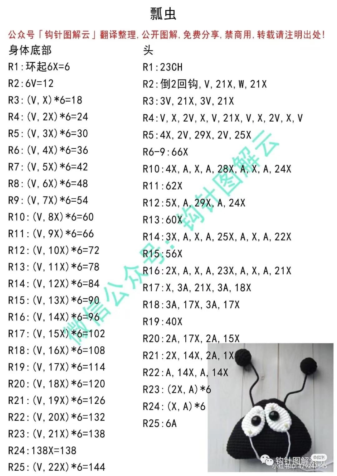 Cute Red and Black Ladybug Amigurumi Crochet Pattern