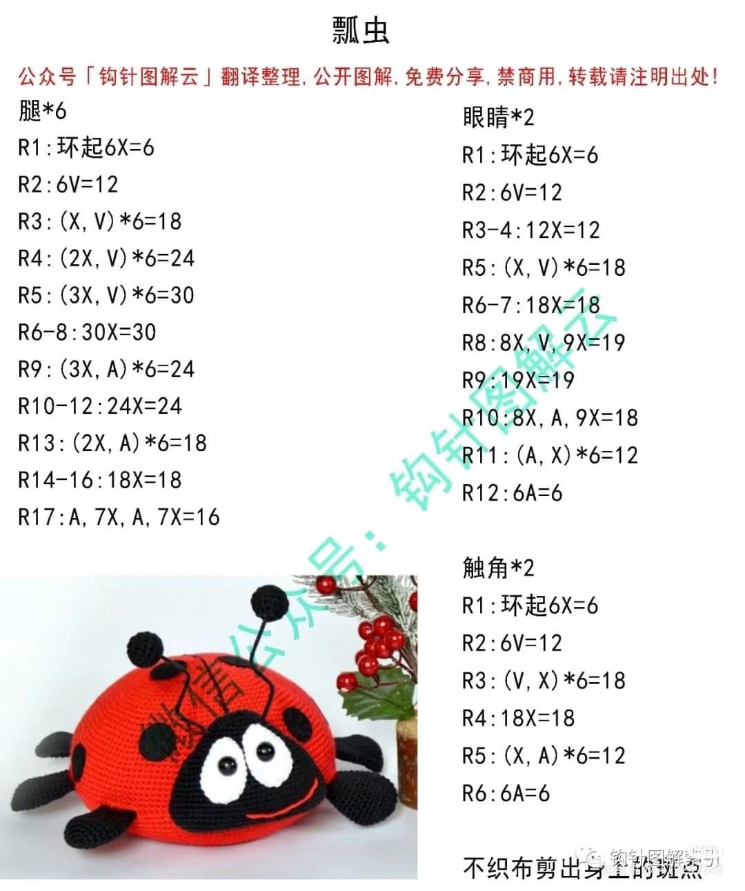 Cute Red and Black Ladybug Amigurumi Crochet Pattern