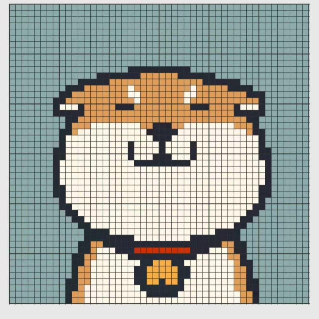 Cute Shiba Inu Pixel Chart Pattern for Red Crochet Tote Bag