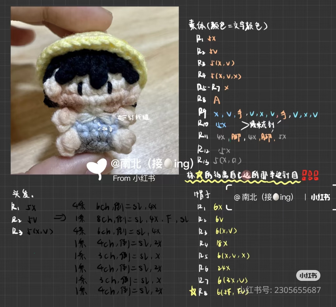 Cute Shinichi Amigurumi Doll Crochet Pattern Chart