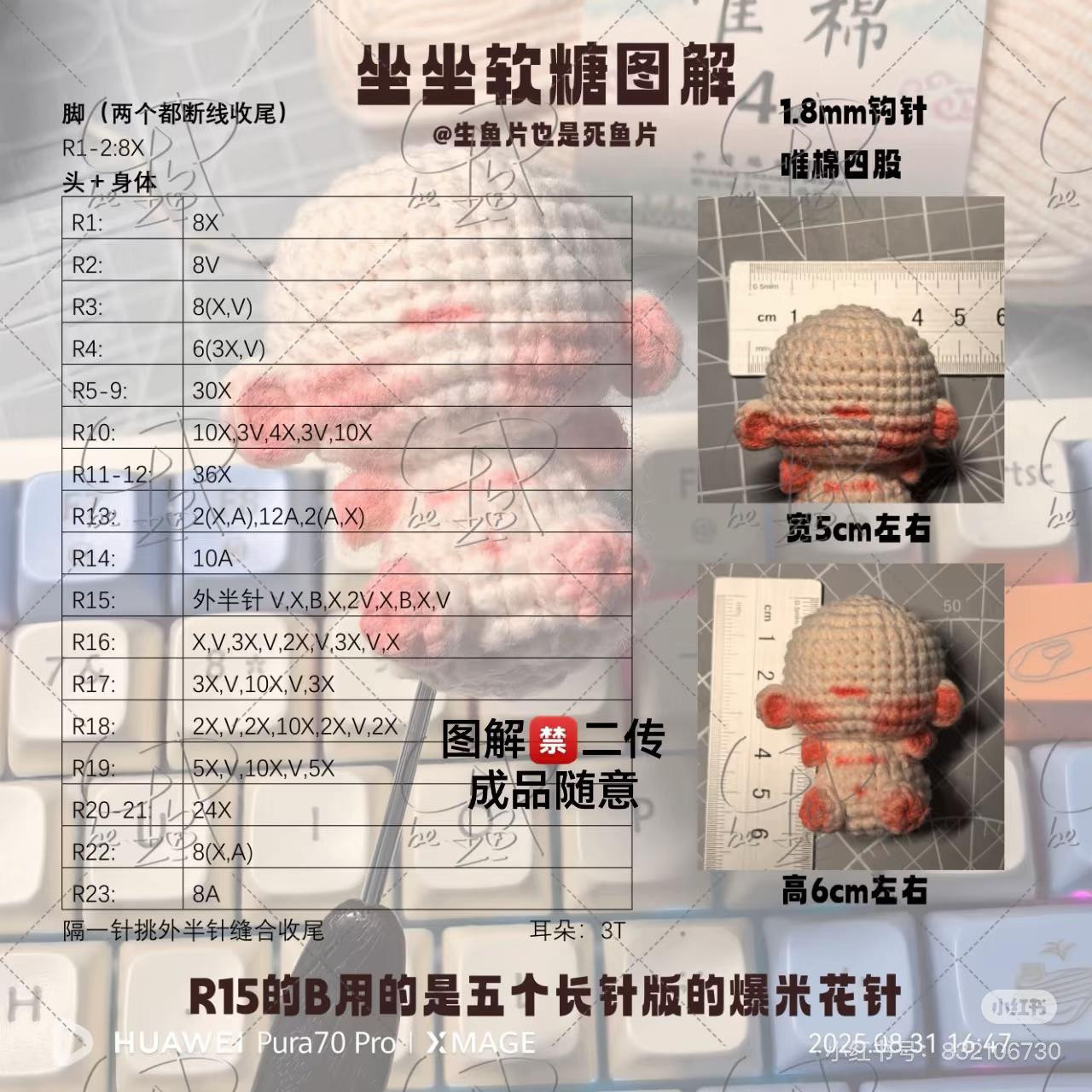 Cute Sitting Candy Amigurumi Doll Chart