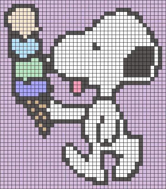 Cute Snoopy Pixel Chart Patterns for Crochet Tapestry and Cross Stitch
