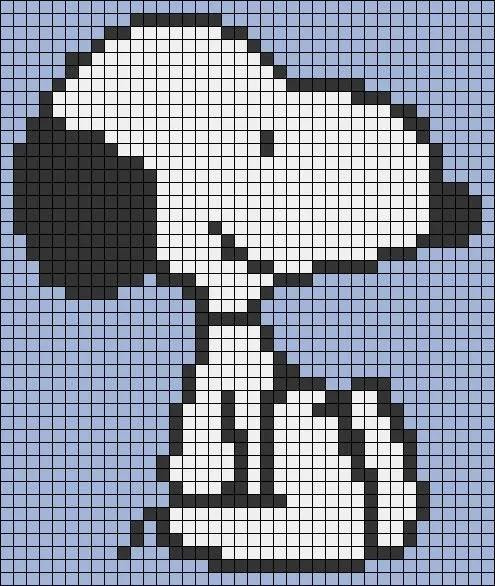 Cute Snoopy Pixel Chart Patterns for Crochet Tapestry and Cross Stitch