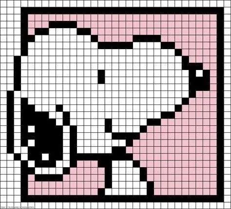 Cute Snoopy Pixel Chart Patterns for Crochet Tapestry and Cross Stitch