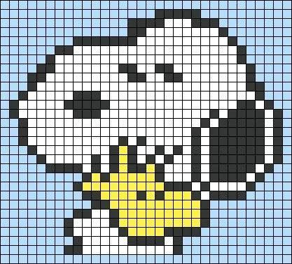 Cute Snoopy Pixel Chart Patterns for Crochet Tapestry and Cross Stitch